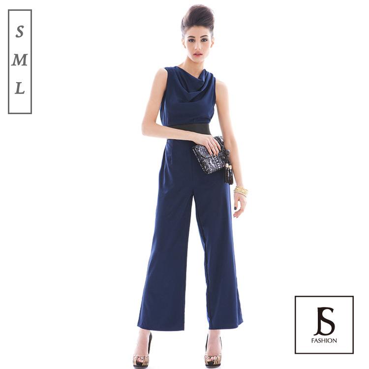 ドレープネックパンツドレス オールインワン パーティードレス ノースリーブ ロングパンツ ワイドパンツ 大人セクシー レトロ風 エレガント Jsファッション 最大65 オフ