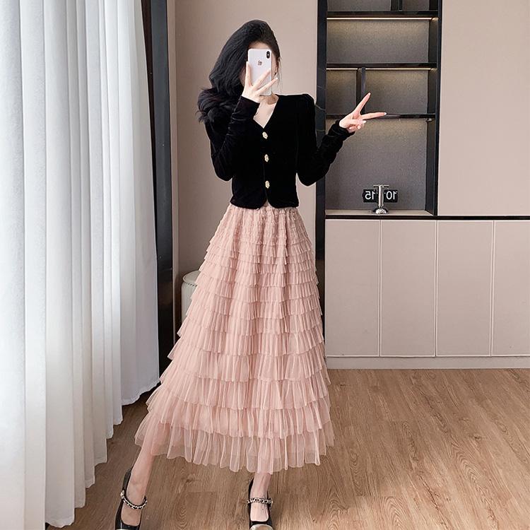 トップス単品 ベロアカーディガン 長袖 黒 レディース トップス 大人