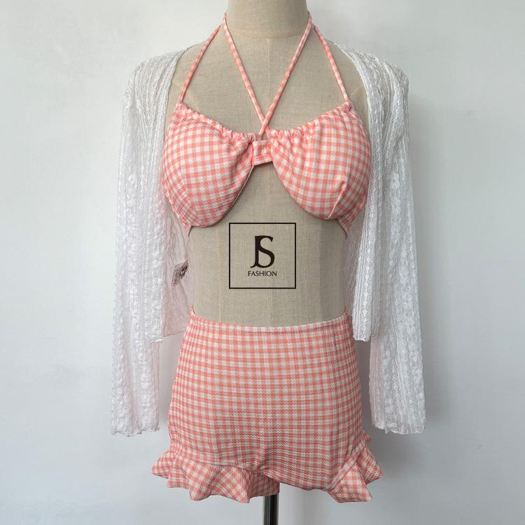 アウトレット 水着 全2色 ビキニ レースガウン 3点セット