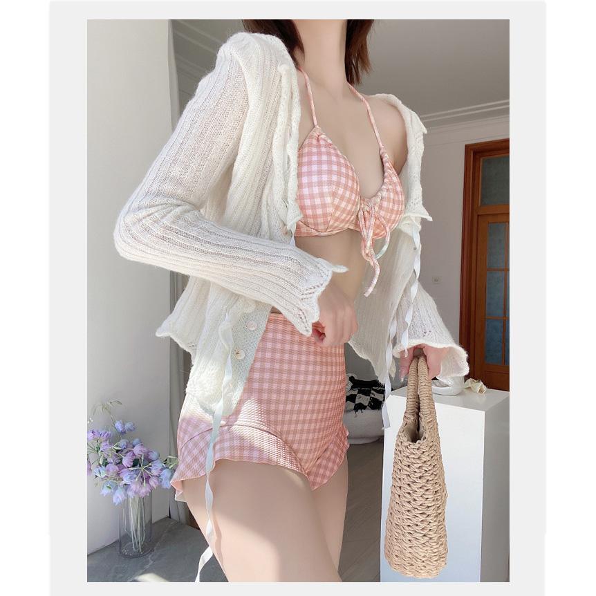 AIRSPACE ナチュラル美胸かぎ編みビキニ　3点セット　ココアブラウン AIRSPACE ナチュラル美胸かぎ編みビキニ 3点セット