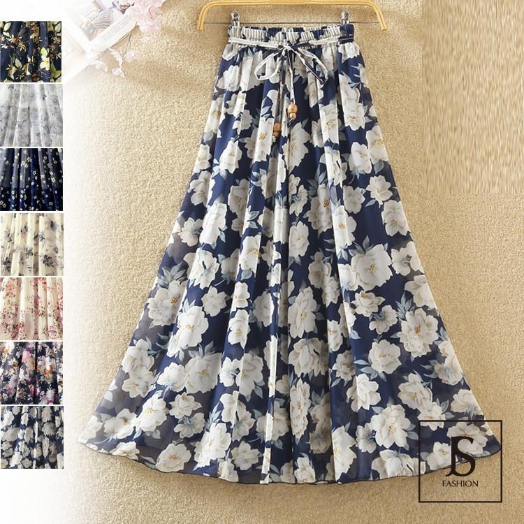 アウトレット 花柄 ロングスカート 全13柄 花柄シフォンスカート アウトレット 花柄 ロングスカート 全13柄 花柄シフォンスカート