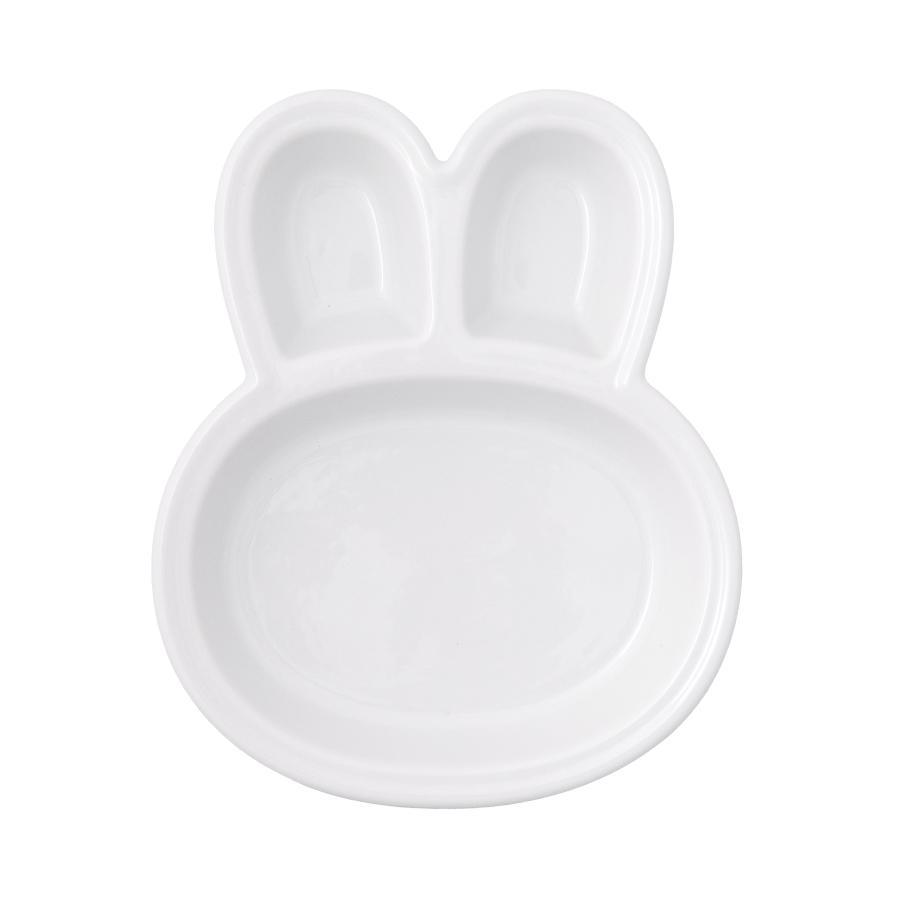 作家　陶芸作家　うつわやみたす　プレート　うさぎ　ホワイト ランチプレート 子供 キッズ うさぎ 陶器 お子様 仕切り 離乳食 食器