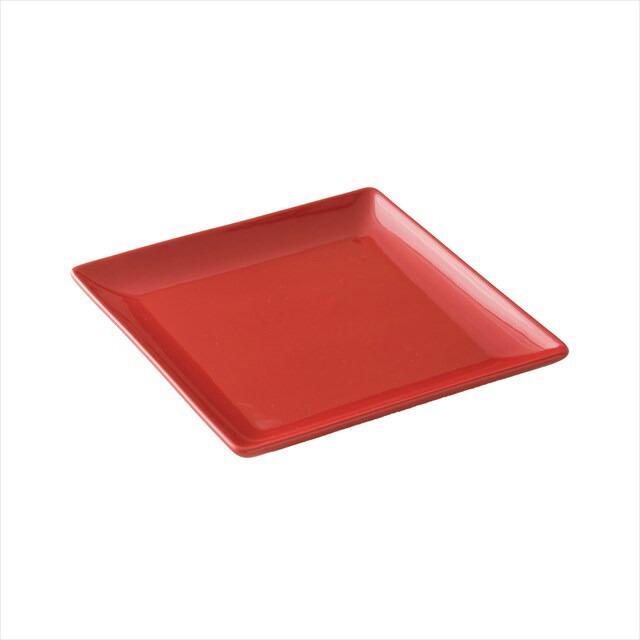5枚セット ケーキ皿 スクエアー プレート19cm/レッド スクエア