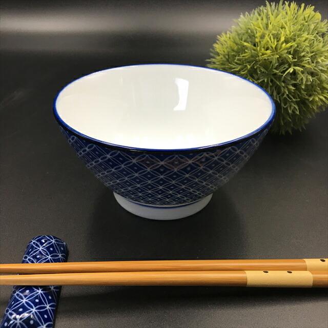 古青藍 藍七宝 12.3×6.6cm ご飯茶碗 約400cc 日本製 美濃焼 光洋陶器