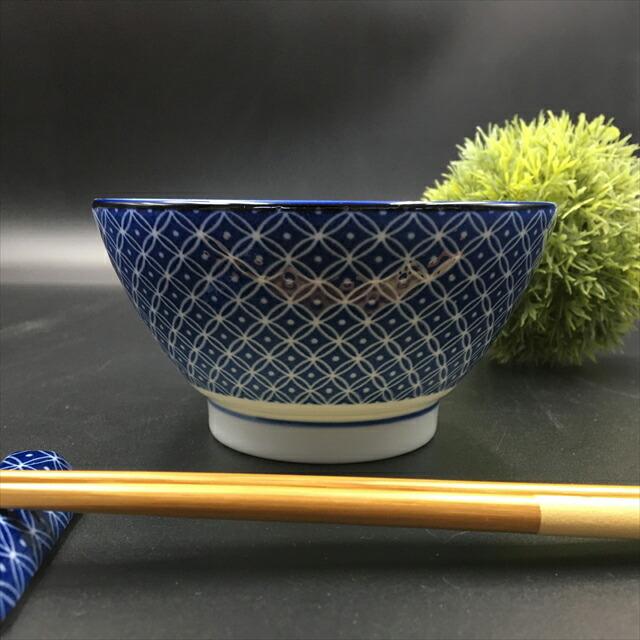 古青藍 藍七宝 12.3×6.6cm ご飯茶碗 約400cc 日本製 美濃焼 光洋陶器
