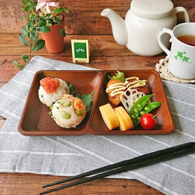 ランチプレート 5枚set 2つ仕切り 24 1 15 2 5cm Pet樹脂 おしゃれ ワンプレート 介護用 仕切り 割れない 国産 子供 日本製 木目調 樹脂製 皿 軽い 軽量 長角 低価格の 木目調