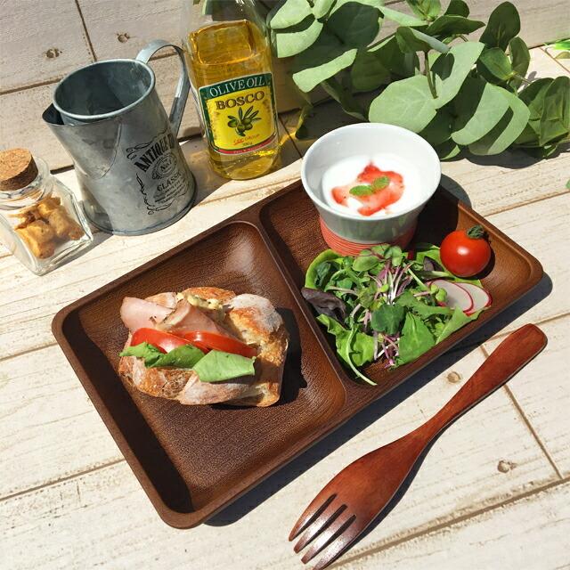 ランチプレート 5枚set 2つ仕切り 24 1 15 2 5cm Pet樹脂 おしゃれ ワンプレート 介護用 仕切り 割れない 国産 子供 日本製 木目調 樹脂製 皿 軽い 軽量 長角 低価格の 木目調