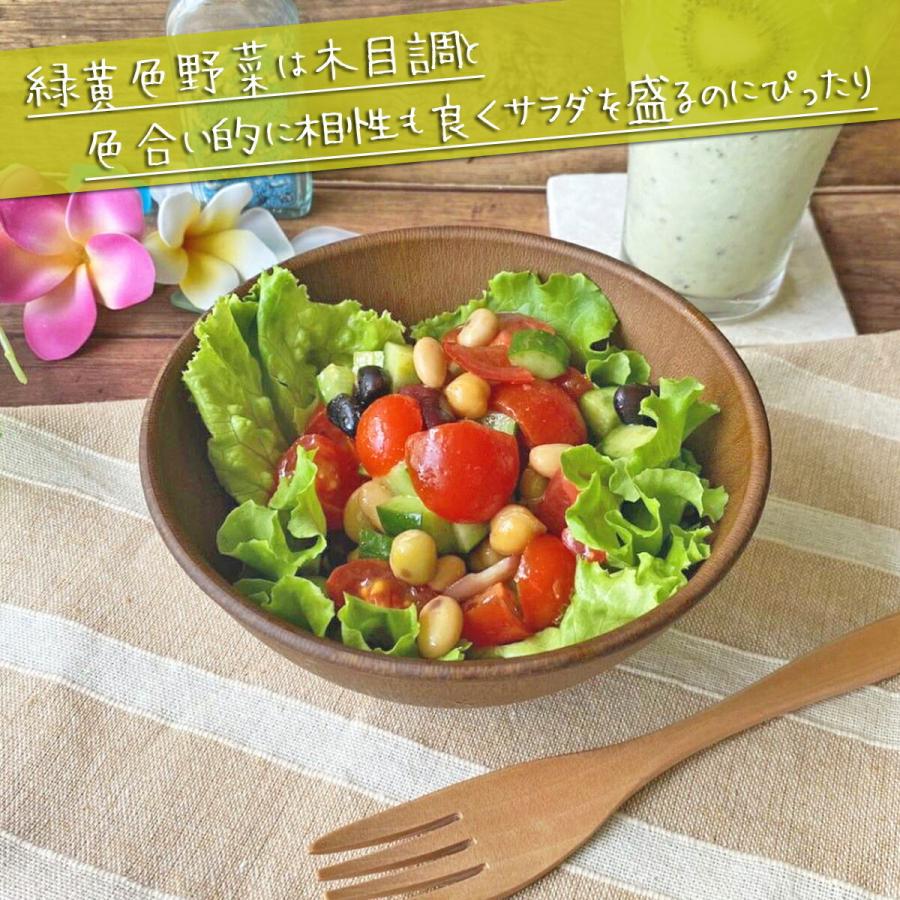 山中塗り PET樹脂 15cm ボウル 丼 丸型 丸 木目調 ブラウン 茶 サラダ