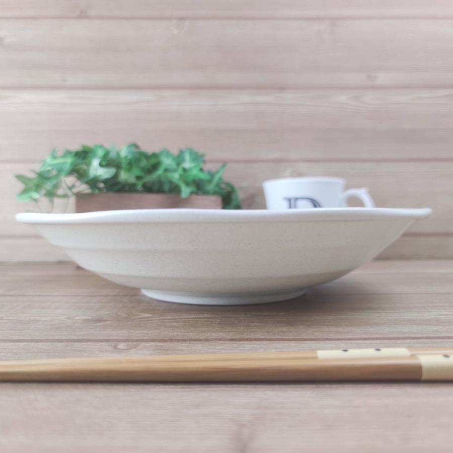 粉引十草 10.0 スープ 25×5.2cm 丸皿 美濃焼 510g 1200cc 大きい 大盛