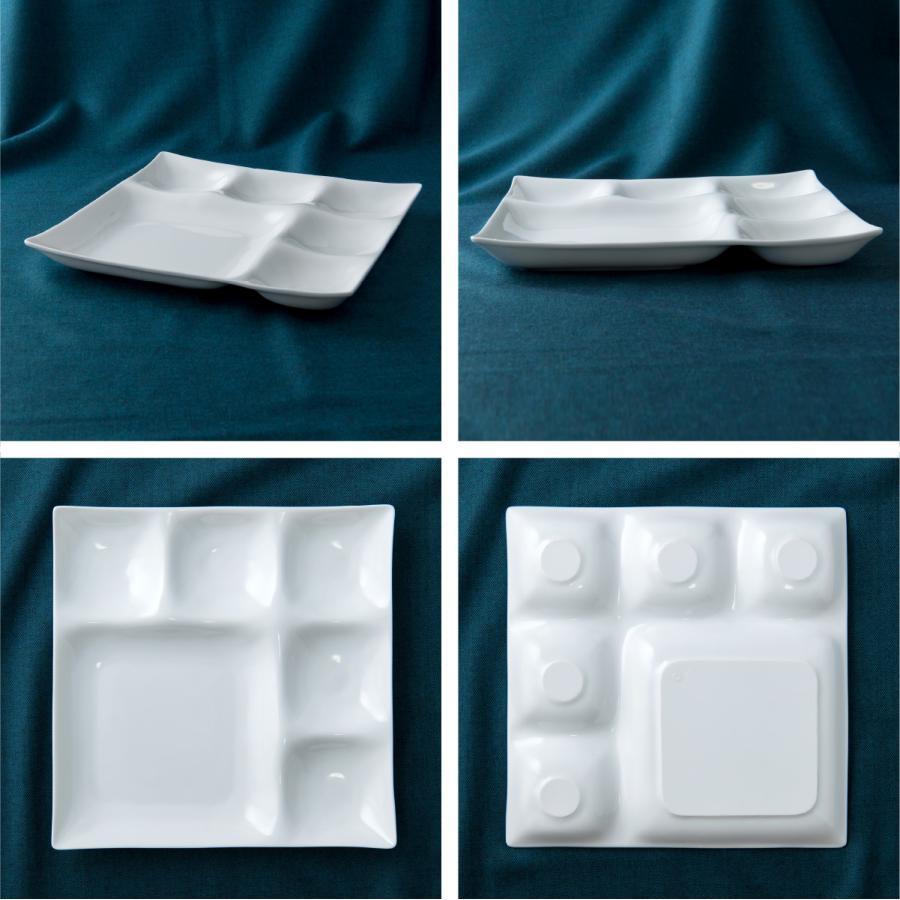 kowake コワケ 白磁 6つ仕切り ビュッフェ プレート 25.7×2.9cm 日本製