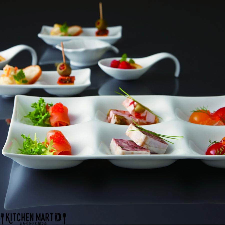 kowake コワケ 白磁 6つ 仕切り皿 25.7×17.1×2.9cm 日本製 美濃焼 6連