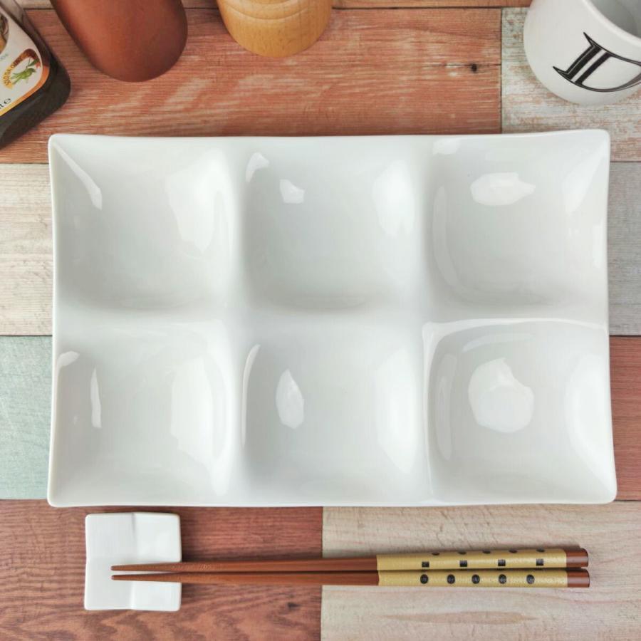 kowake コワケ 白磁 6つ 仕切り皿 25.7×17.1×2.9cm 日本製 美濃焼 6連