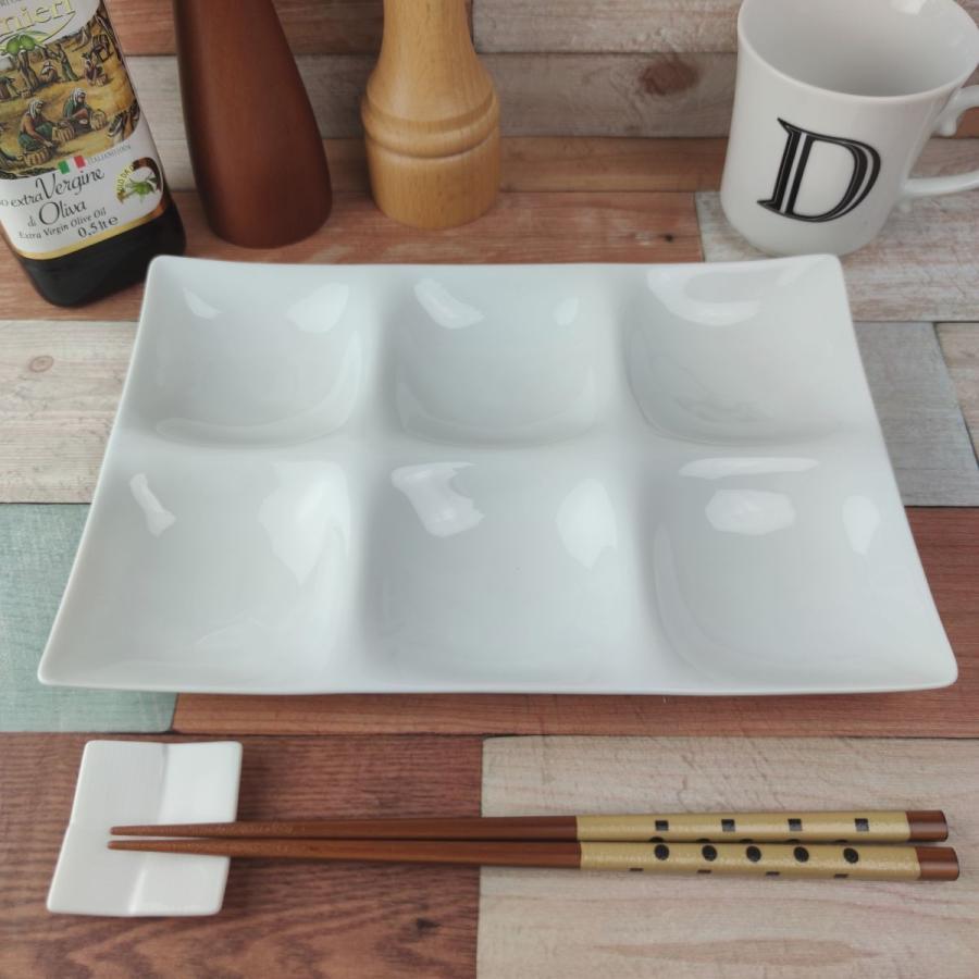 kowake コワケ 白磁 6つ 仕切り皿 25.7×17.1×2.9cm 日本製 美濃焼 6連