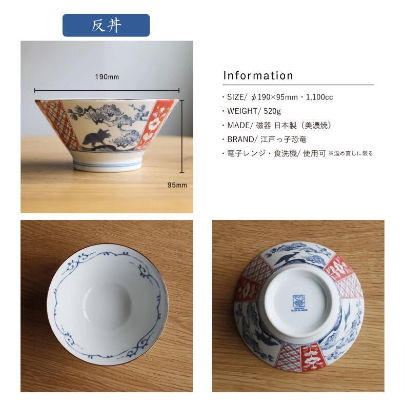 美濃焼 食器 良縁竜 反丼 江戸っ子恐竜 和柄 恐竜 アワサカ 箱入 陶器