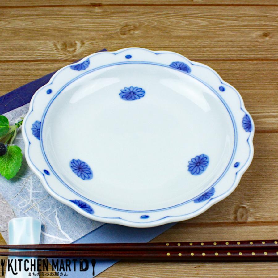 藍凛堂 藍菊紋 RI花割六〇皿 丸皿 19×3cm 美濃焼 国産 日本製 プレート
