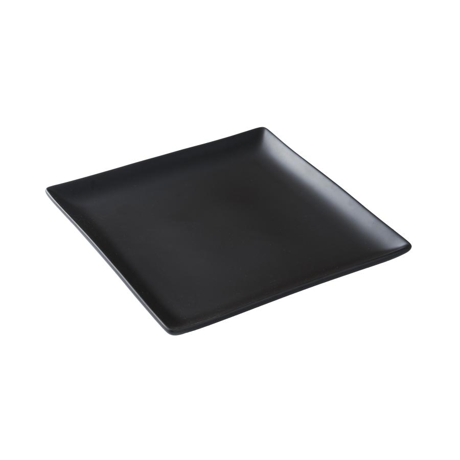 黒い四角形の皿 4枚、黒長方形の皿4枚、計8枚セット　ガラス　上品　黒器まとめ パスタ皿 スクエアー プレート24cm ブラック スクエアプレート 角皿