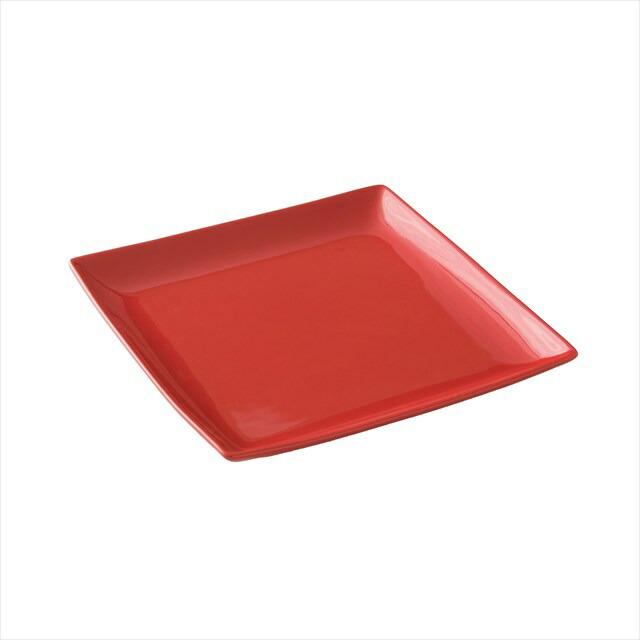 5枚セット商品〜スクエアープレート22cm レッド 赤い食器 パスタ皿
