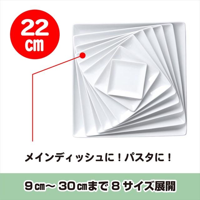 パスタ皿 スクエアープレート22cm ホワイト スクエアプレート 角皿