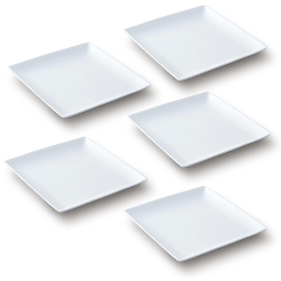 ホワイト スクエア皿 5枚セット セラミック 5枚セット パスタ皿 スクエアー プレート22cm/ホワイト スクエア
