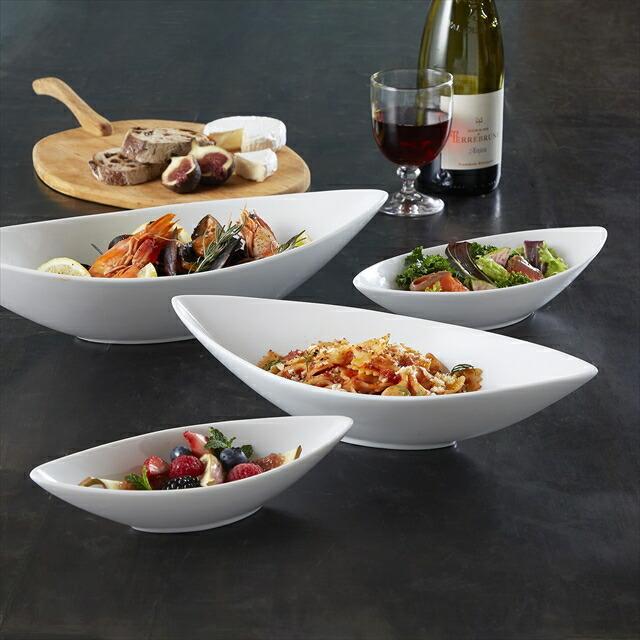 2枚セット 30cm ディープ カヌーボウル L 700cc ホワイト 舟形