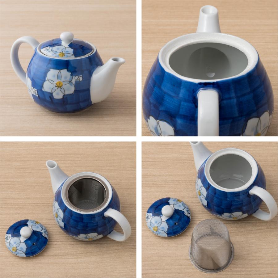 ティーポット ポット 450cc ダミ間取花 茶こし付 陶器 食器 おしゃれ