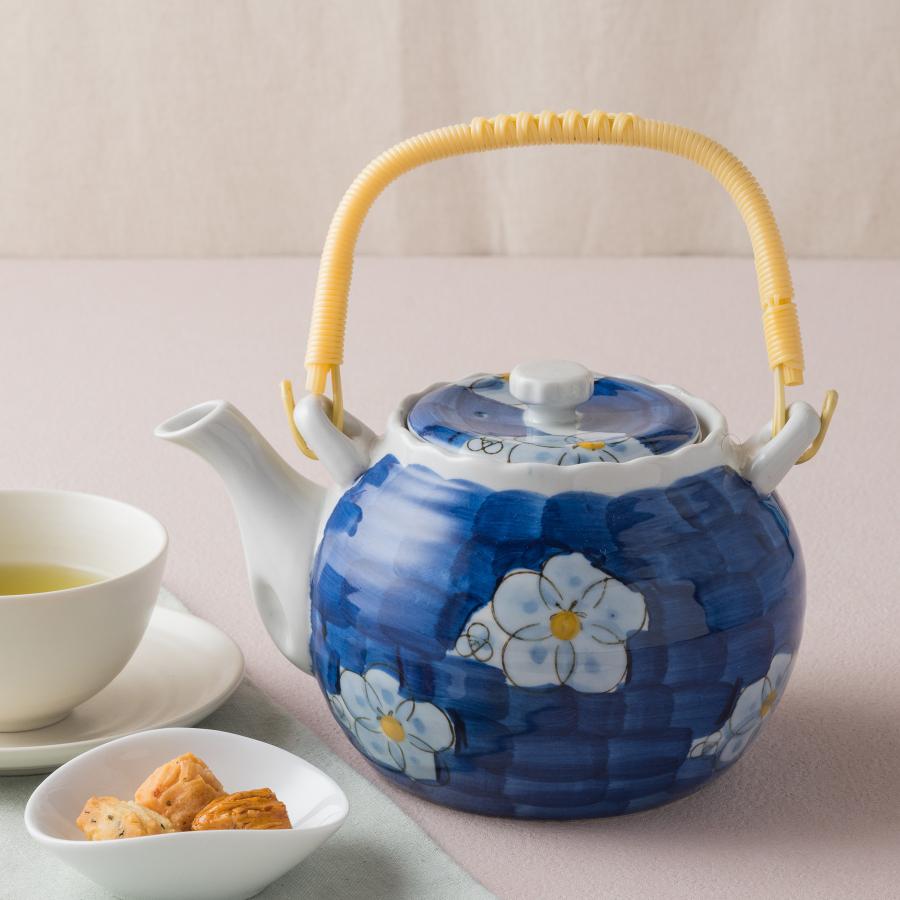 CLASKA購入　土器っぽいうつわ　新品未使用　美品 土瓶 6号 ダミ間取花1070cc 急須 茶こし付 つる付 陶器 新生活 業務