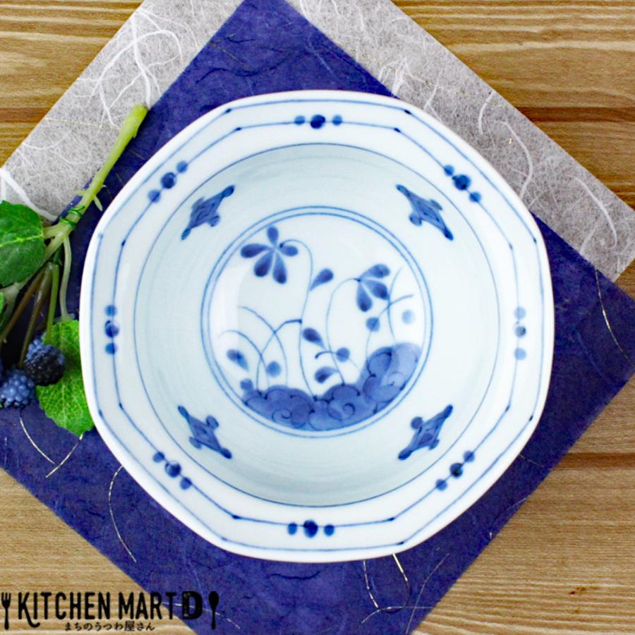 藍凛堂 高麗草花 八角 小鉢 12×5.5cm 美濃焼 国産 日本製 染め付け 青