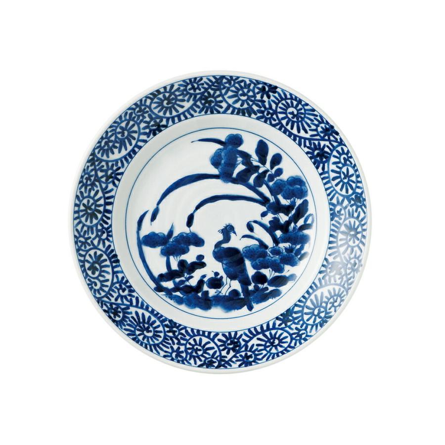 藍凛堂 花鳥唐草 RI80 丸皿 24×3.5cm 美濃焼 国産 日本製 約600g