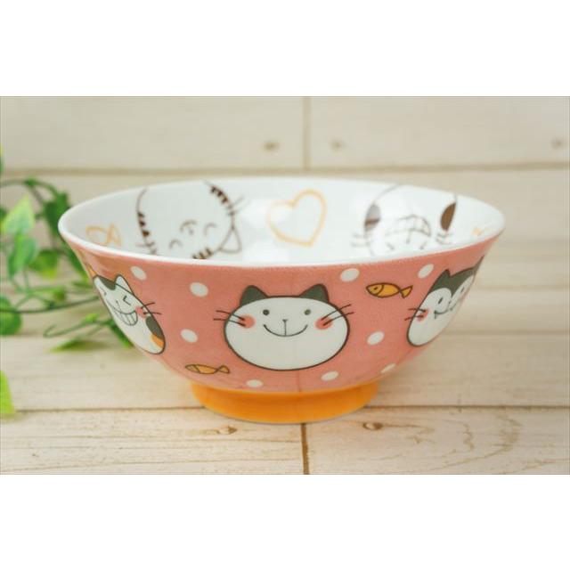 のらや　猫食器 猫柄のかわいい猫耳どんぶり ブルー&ピンク　中丼 のらやの猫食器、猫柄のかわいい食器です。 中丼 ブルー 18cm 猫