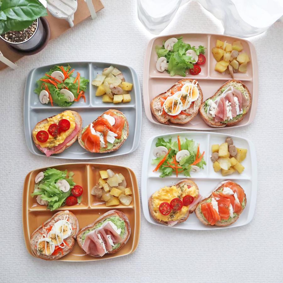 ランチプレート クレスタ 美濃焼 4色セット 陶器 深い 仕切り 取っ手