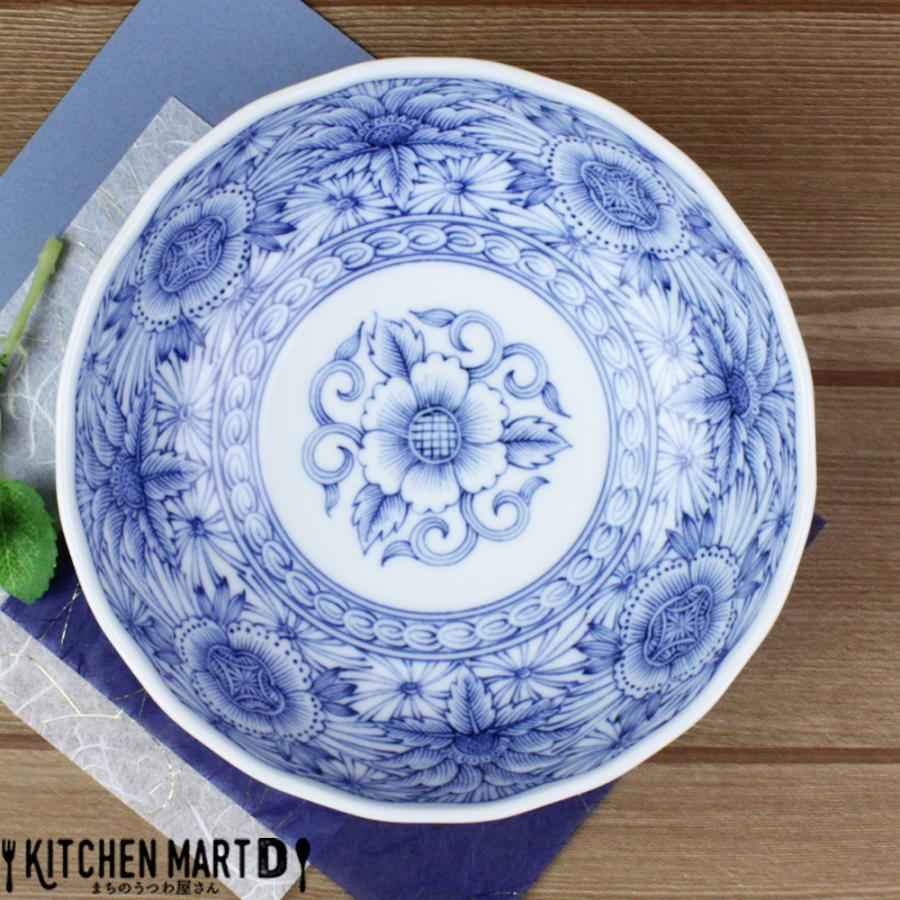 藍凛堂 線描牡丹RI多用鉢 16.5cm 美濃焼 和食器 日本製 陶器 新生活