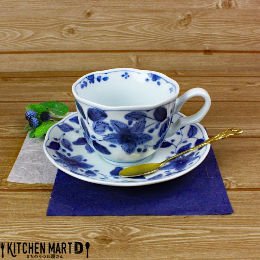 藍凛堂 染花絵 カップ＆ソーサー セット 約230cc 美濃焼 コーヒー碗