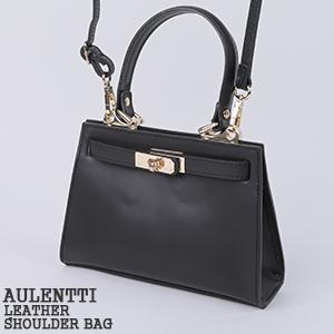 極美品⭐︎AULENTTI シボ革　スクエア　ハンドバッグ ブラック レザー AULENTTI（オウレンティ） [クーポンで20%OFF]オウレンティ/AULENTTI