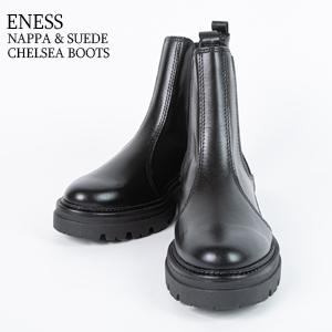 クーポンで10%OFF]エネス/ENESS ナッパ&スウェードチェルシーブーツ