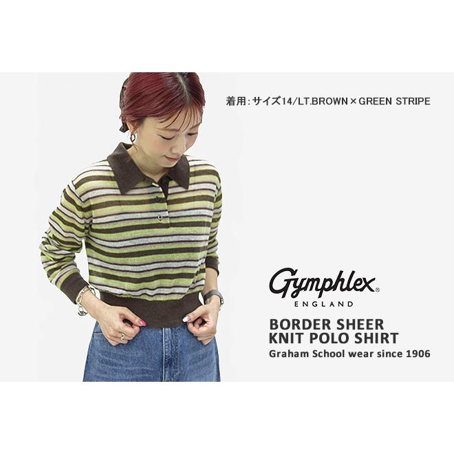 GYMPHLEX（ジムフレックス） ボーダーシアーニットポロシャツ 長袖