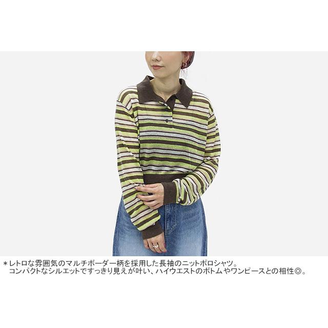 GYMPHLEX（ジムフレックス） ボーダーシアーニットポロシャツ 長袖