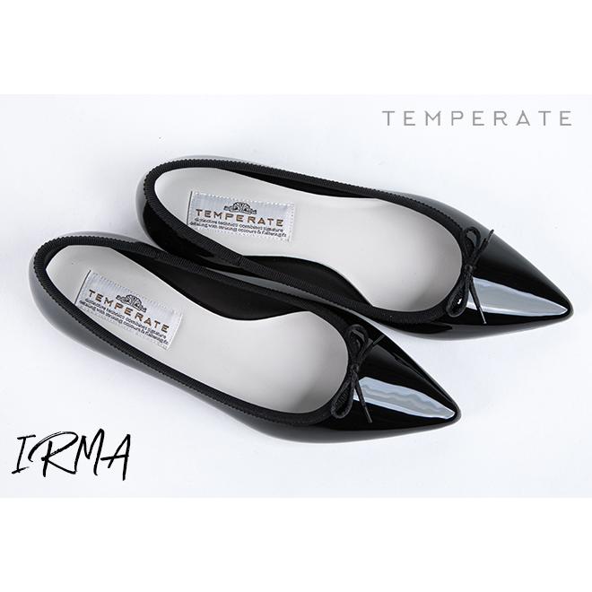 TEMPERATE IRMA ブラック バレエシューズ 39 TEMPERATE テンパレイト 正規品 バレエシューズ パンプス レイン