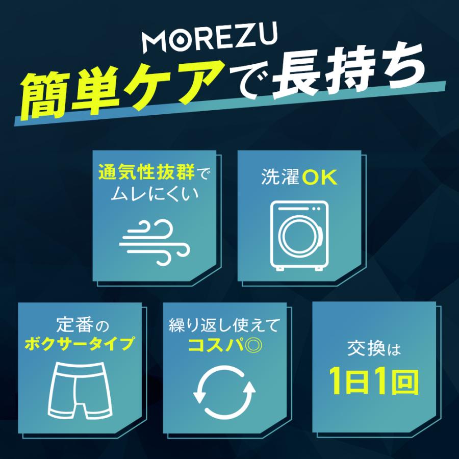 MOREZU モレズ 失禁パンツ 尿漏れパンツ メンズ ボクサーパンツ 吸水パンツ シミない アンモニア臭 消臭 下着 介護 吸収量200cc 無地 3枚 (3カラー3サイズ) | 日本サプリメントフーズ | 05