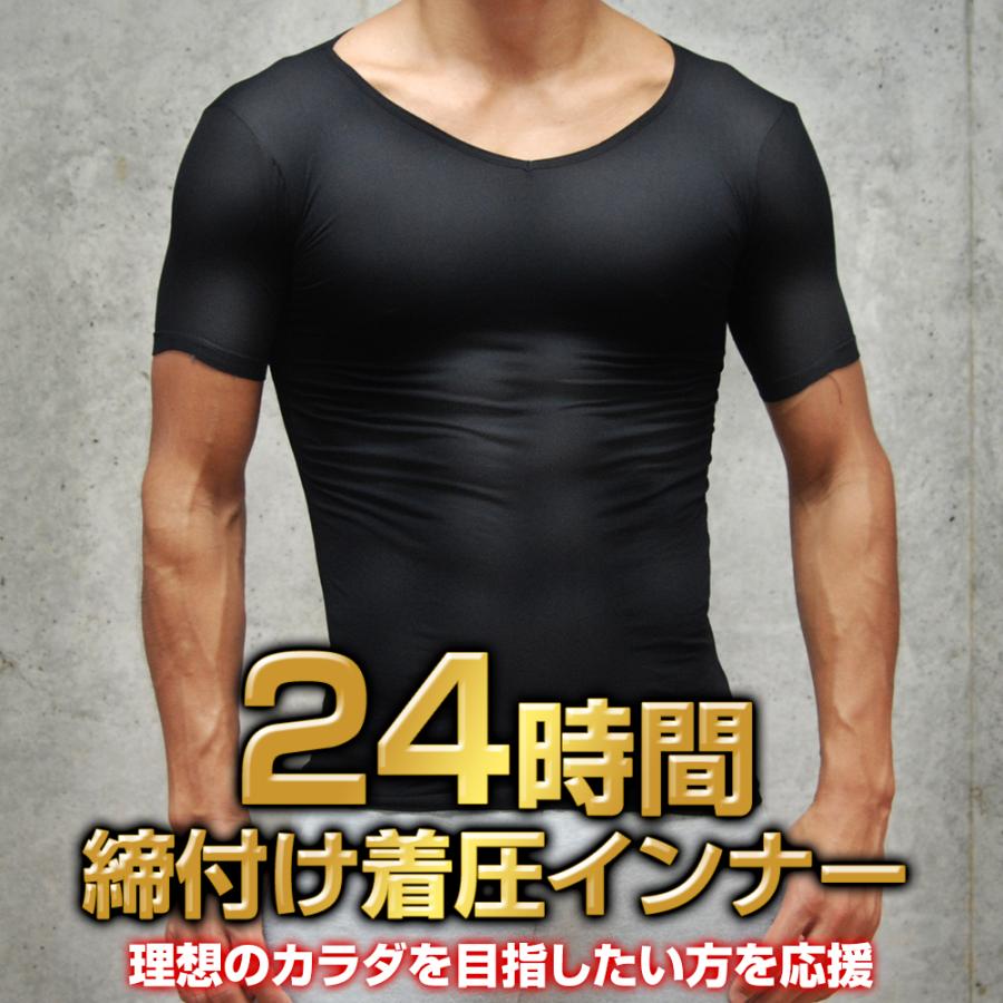 加圧シャツ 加圧インナー メンズ MONOVO マッスルプレス 7枚 Vネック 半袖 金剛 力士を目指す_7