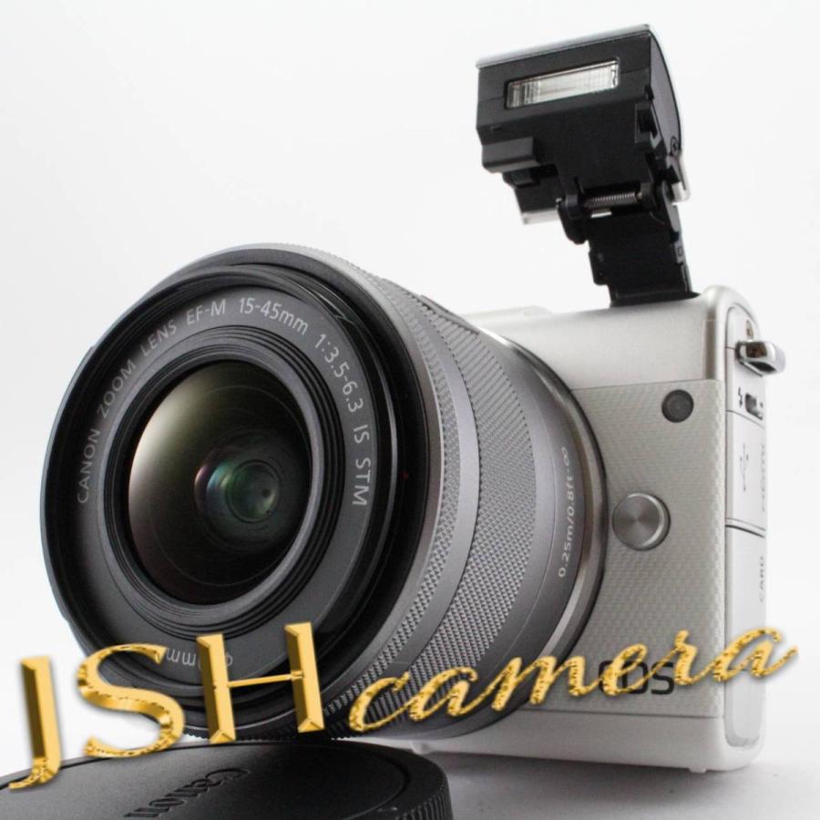 【中古】Canon ミラーレス一眼カメラ EOS M100 EF-M15-45 IS STM レンズキット(ホワイト) EOSM100WH1545ISSTMLK｜jsh