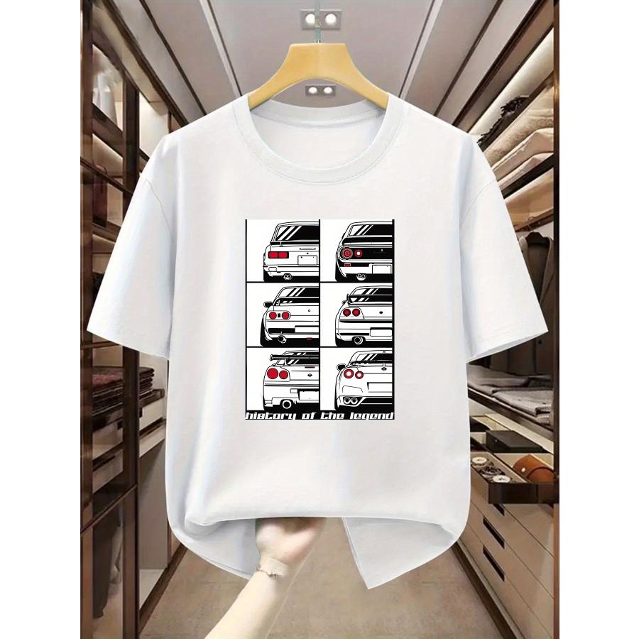 メンズ 日本製 JDM レーシングTシャツ 本格的JDMロゴ ドリフトカーアニメデザイン ゆったりフィット 半袖 クルーネック オールシーズン 洗濯機可 S-3XL