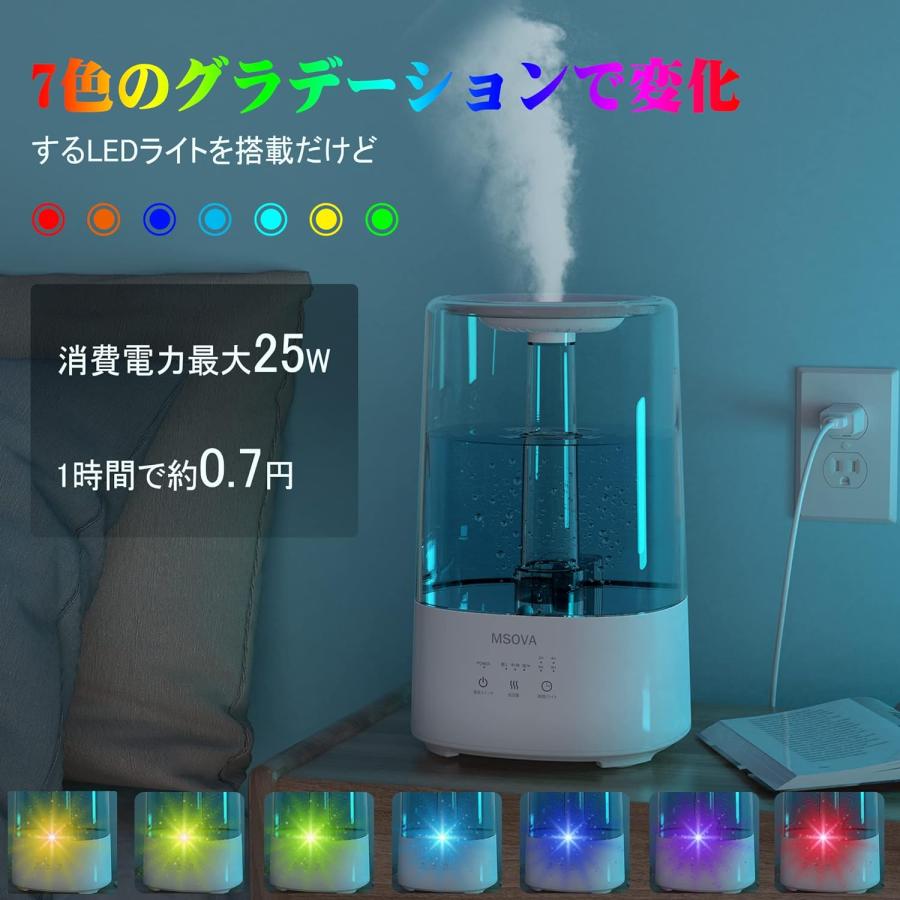 加湿器 卓上 超音波式 3.5L大容量 3段階霧量 上から給水 30時間連続