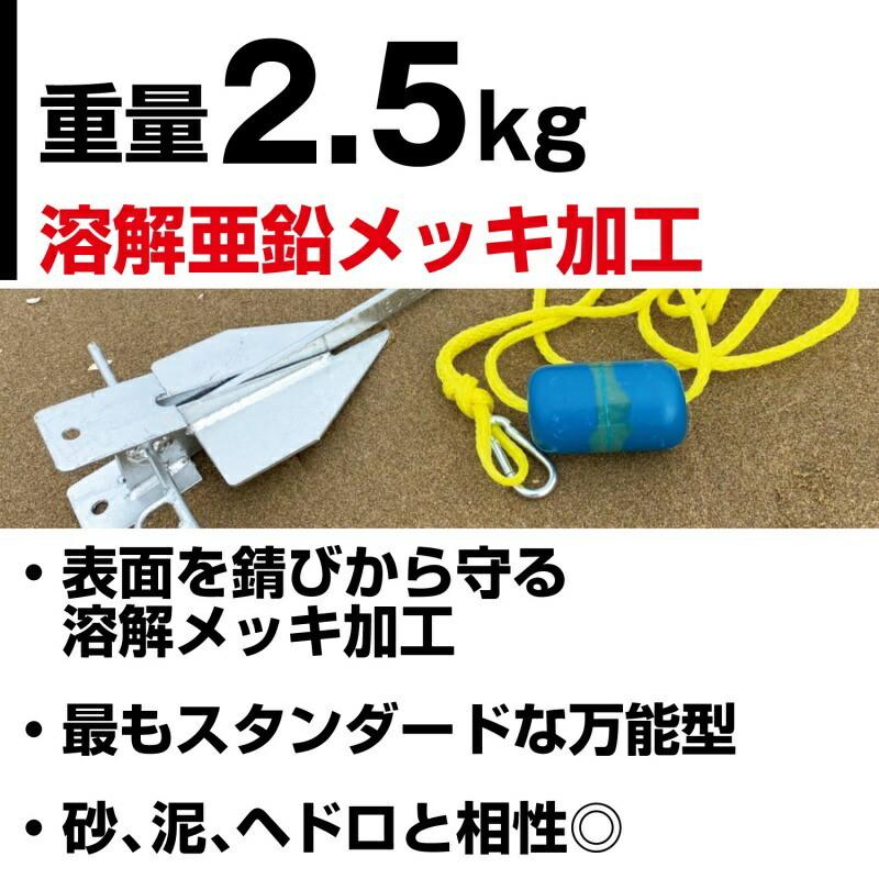 ダンホース型アンカー 溶解亜鉛メッキ加工 2.5kg ダンフォース型