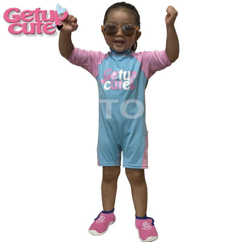 GETUPCUTE キッズ スイムスーツ 水着 ロンパース ラッシュガード スイムスーツ 7分袖 子供用 CSS-361-LP | 