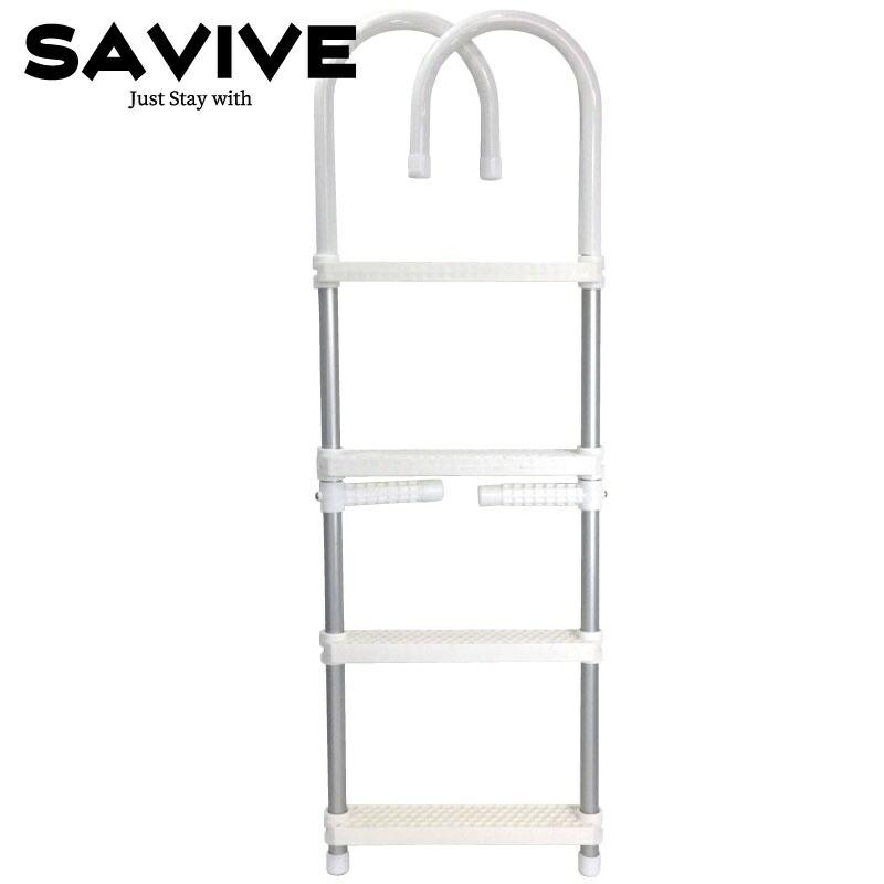 アルミラダーステップ 4段 ボート小型船舶 船用品 ブレジャボート 船外機 ハシゴ SAVIVE | 