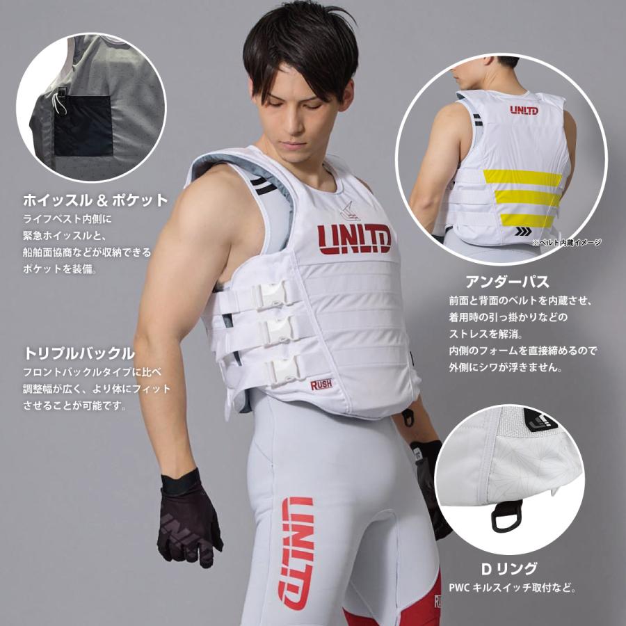 2025新作 UNLIMITED RUSH S/E ライフジャケット サイドエントリー ライフベスト 小型船舶特殊 黒/白/ティール/ピンク UV0603の画像
