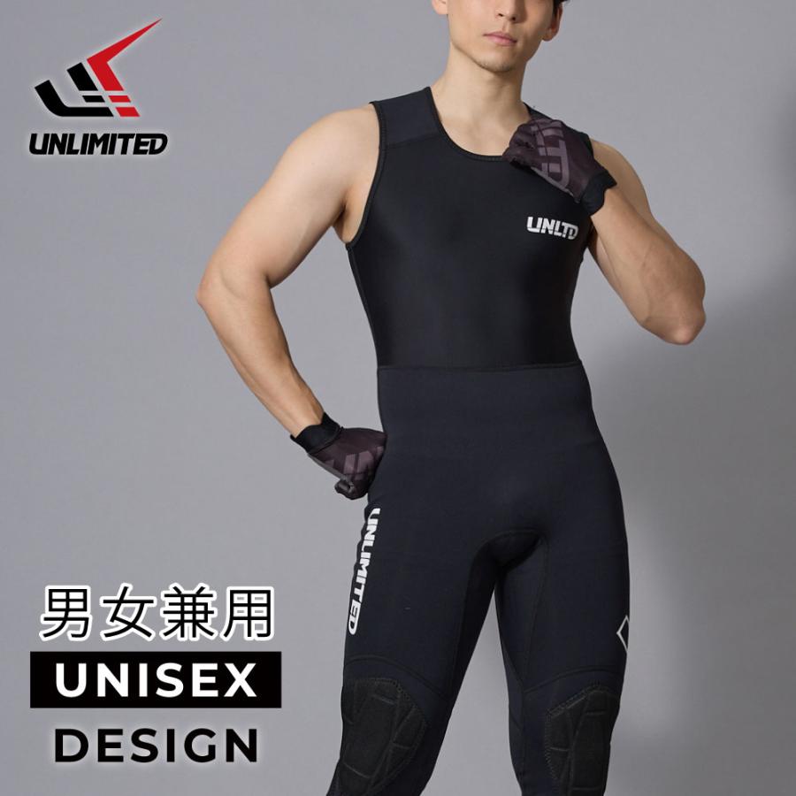 2025新作 UNLIMITED RUSH ハイブリッドジョン メンズ ウェットスーツ パッド付 マリンスポーツ アンリミテッド 黒 S-XXL UWJ0620 |  | 06