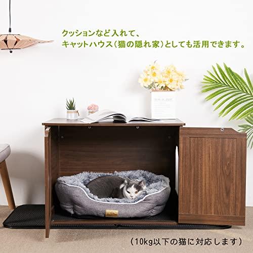 BingoPaw 猫トイレカバー 大型 猫用キャビネット 木製 目隠し 猫家具 猫トイレ収納 猫隠れ家 ドーム型キャットハウス 箱形 猫砂飛散防 