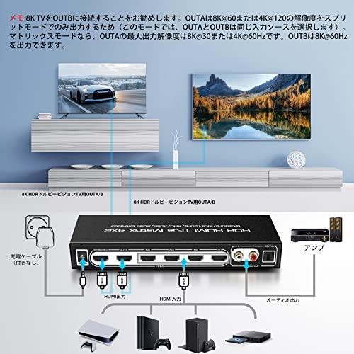 avedio links 8K HDMIマトリックス 4入力2出力 HDMI 2.1 4k120Hz切り替え器 音声分離器 (光デジタル・L/R 8K HDMIマトリックス HDMI