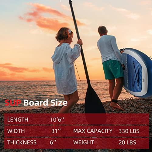 Abahub sup ボード インフレータブル パドルボード 長320cm 幅78cm 厚15cm 耐荷重量150kg 調整可能なパドル付き ブ ブルー